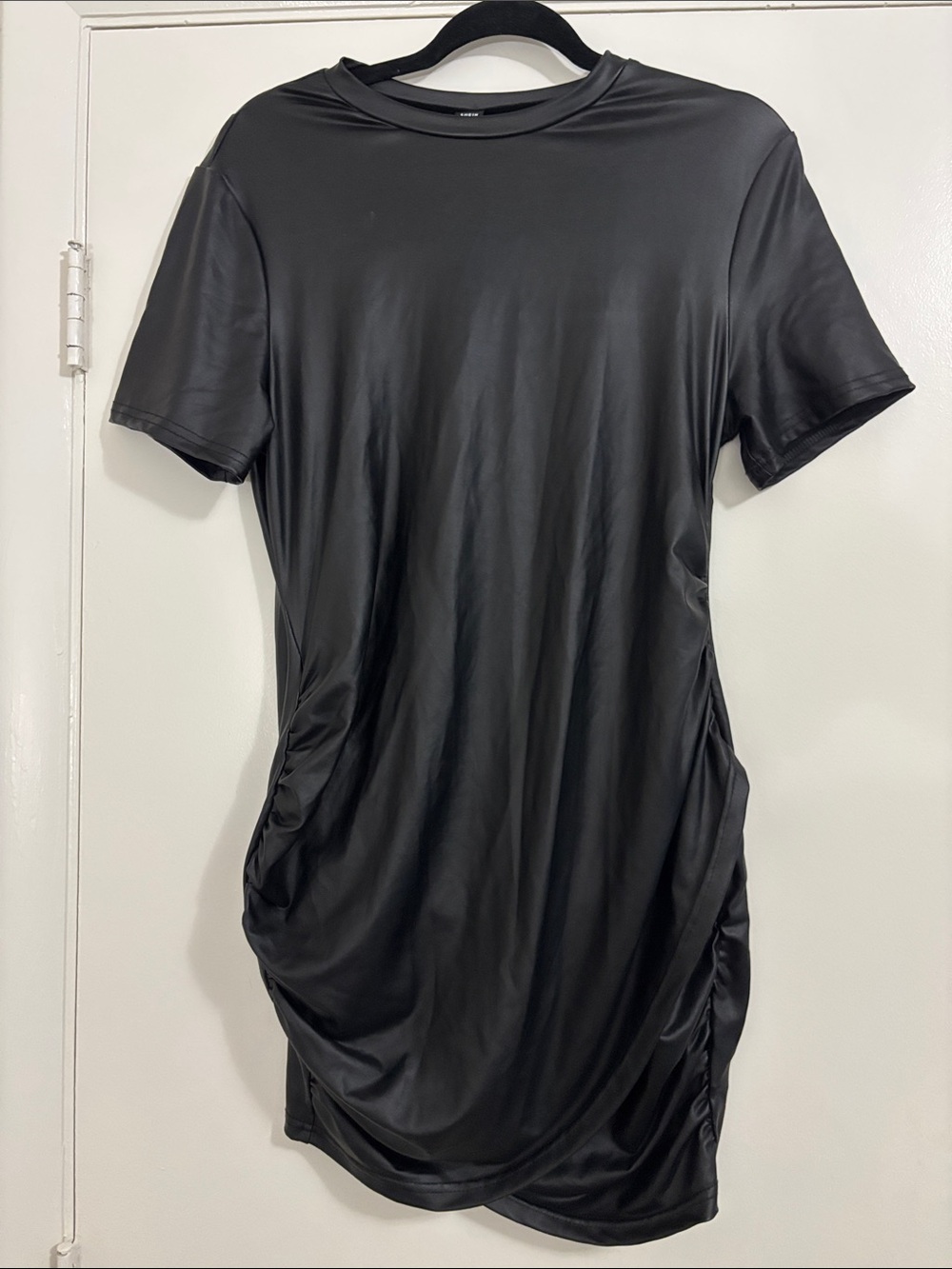 SHEIN Black Short Sleeve Ruched T-Shirt Dress